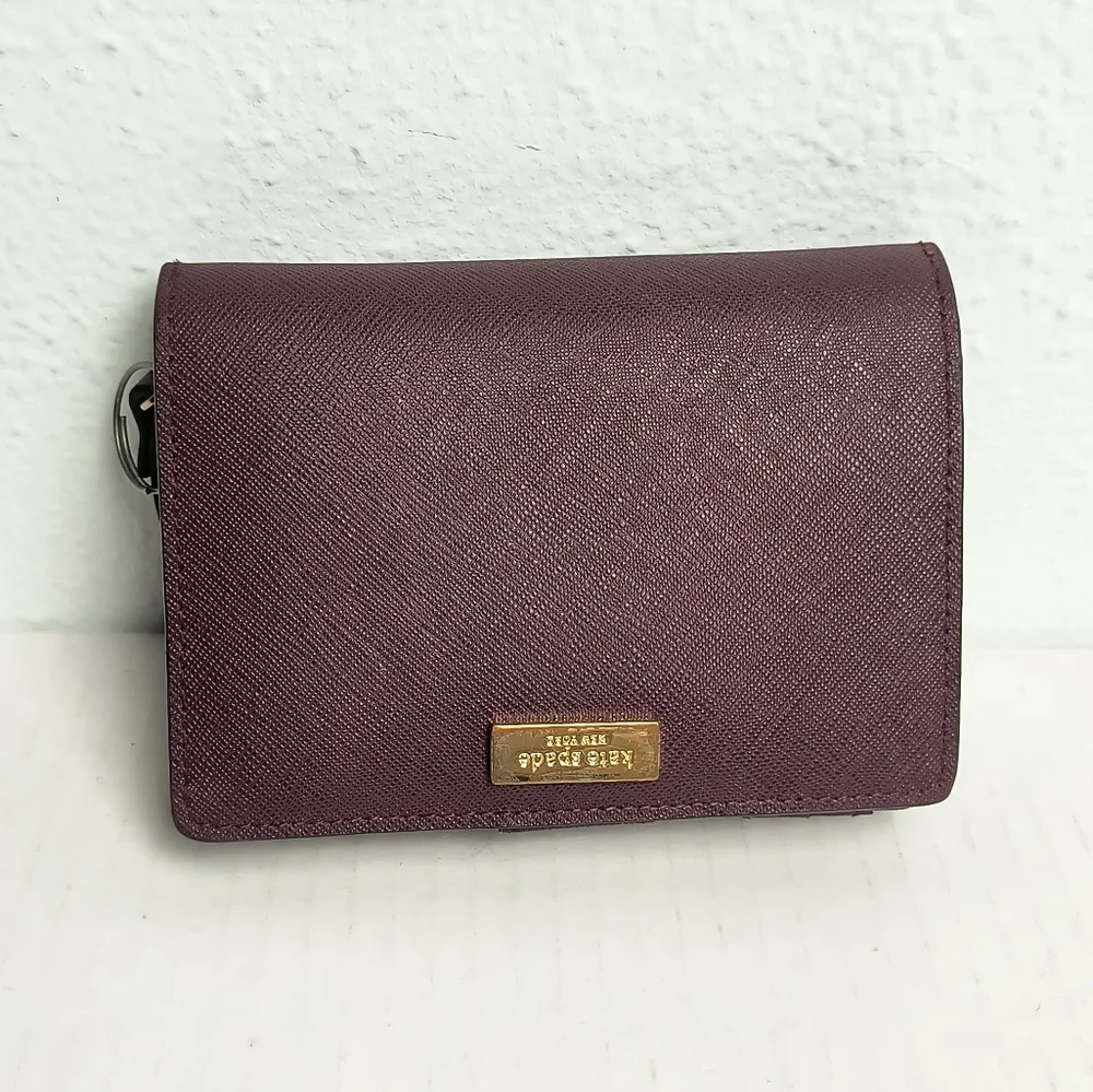 Kate Spade Folding Wallet Zip Snap Eggplant Vintage Y2K